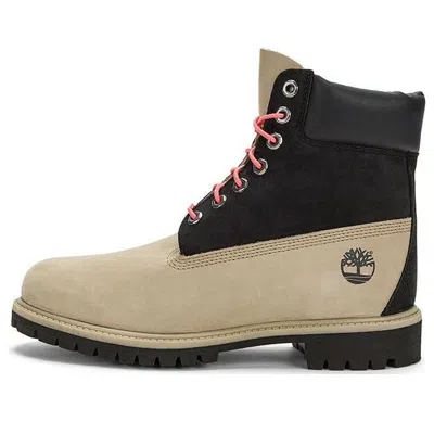 Timberland Premium 6 Inch Waterproof Boots 'black Regenerative Leather Brown' In Multi