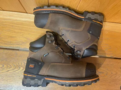 Pre-owned Timberland Pro Men's Boondock 6'' Inch Compositive Safety Toe Waterproof 92615 In Brown