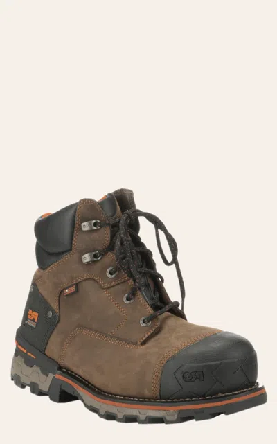 Timberland Pro Men's Boondock Brown Waterproof Round Composite Toe Lace Up Work Boot In Multi