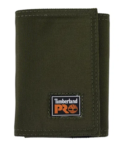 Timberland Pro Men's Heavy Duty Fabric Trifold Wallet In Olive