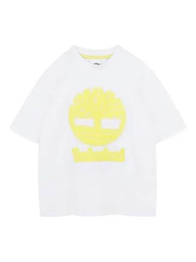 Timberland Kids' Puff-logo T-shirt In White