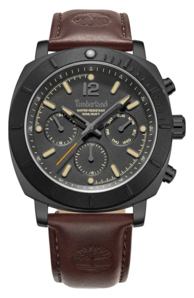 Timberland Pyperville Multifunction Leather Strap Watch, 45mm In Transparent