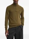Timberland Quater-zip Logo Sweater In Green