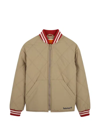 Timberland Kids' Quilted Bomber Jacket In Brown