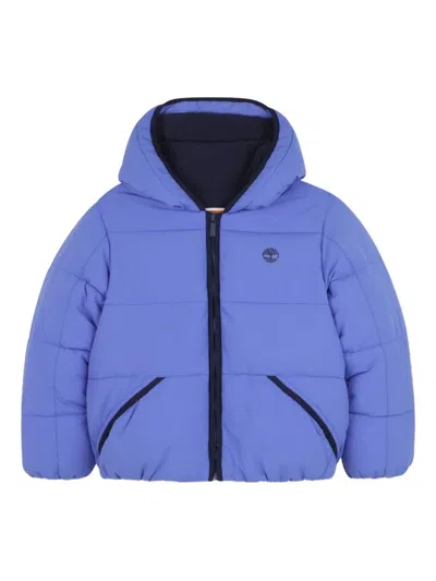 Timberland Quilted Hooded Padded Jacket In Blue