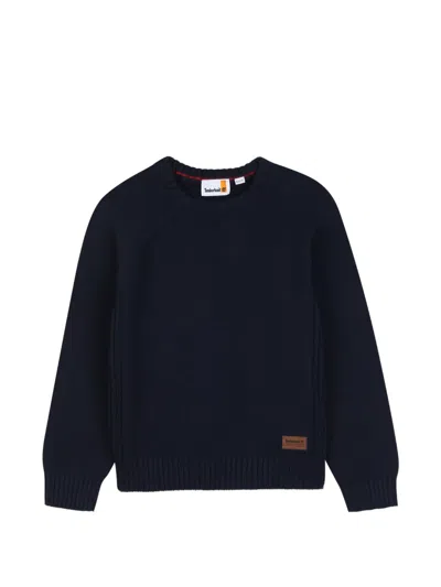 Timberland Kids' Raglan-sleeve Logo-patch Sweater In Blue