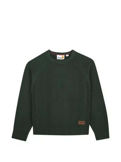 Timberland Raglan-sleeve Logo-patch Sweater In Green