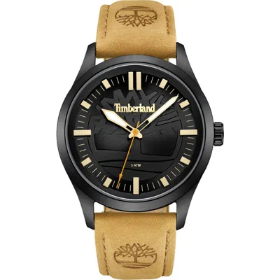 Timberland Rambush Leather Strap Watch, 42mm In Tan