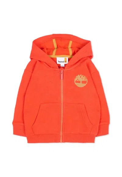 Timberland Red Sweatshirt For Baby Boy With Logo Print
