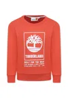 Timberland Red Sweatshirt For Boy With Logo In Red