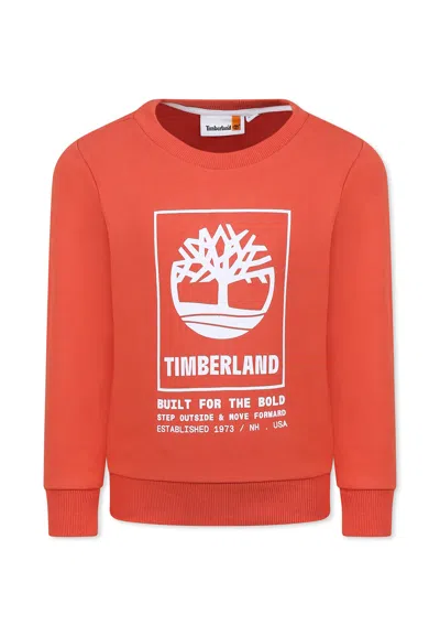 Timberland Kids' Red Sweatshirt For Boy With Logo