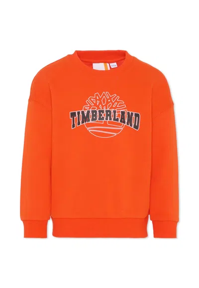 Timberland Kids' Red Sweatshirt For Boy With Logo In Orange
