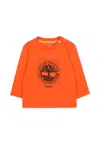 Timberland Red T-shirt For Baby Boy With Tree Print In Orange