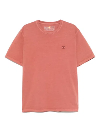 Timberland Red T-shirt In Cotton With Logo And Short-sleeves