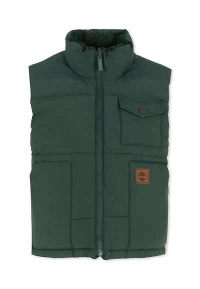 Timberland Kids' Reversible Green Vest For Boy With Patch