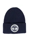 Timberland Ribbed Logo-patch Beanie In Black