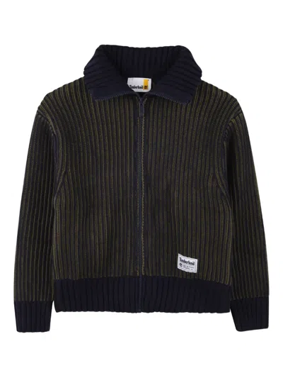 Timberland Ribbed Zip-up Cardigan In Black