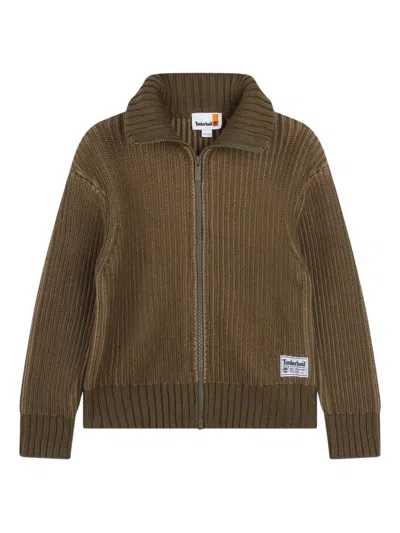Timberland Ribbed Zip-up Cardigan In Green