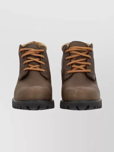Timberland Round Toe Ankle Boots With Rubber Sole In Brown