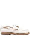 Timberland Almond Toe Moc Stitched Boat Shoe In Beige