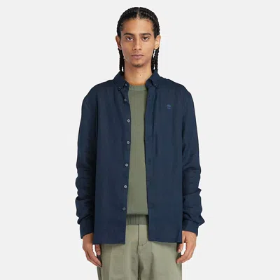Timberland Shirts Man  Tb0a2dc31 - Linen Shirt 4331 Navy In Blue