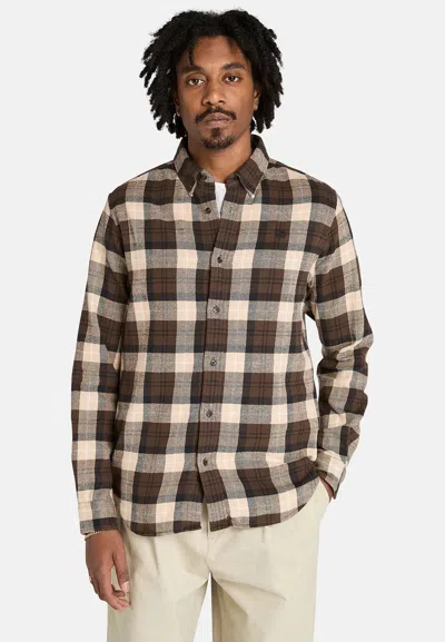 Timberland Shirts Man  Tb0a44xqg561 Midweight Flannel Check Chocolate Brown In Multi