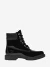 Timberland Glossy Leather Boots In Black