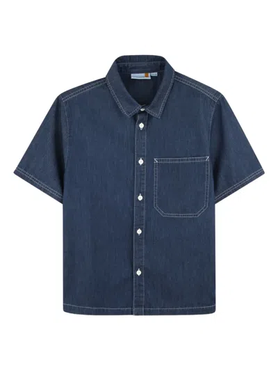 Timberland Kids' Short-sleeve Pocket Shirt In Blue