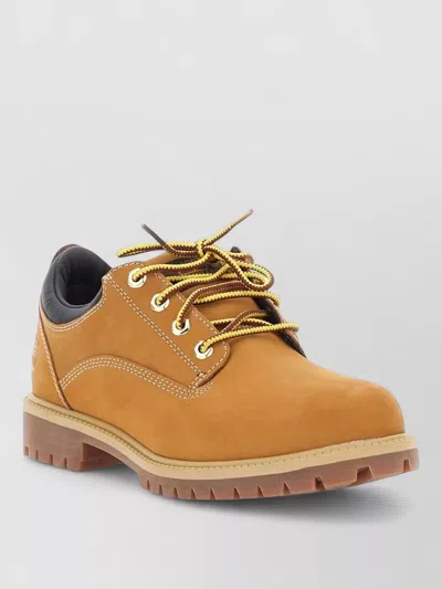 Timberland Silk Lace Up Shoes Rubber Sole In Brown