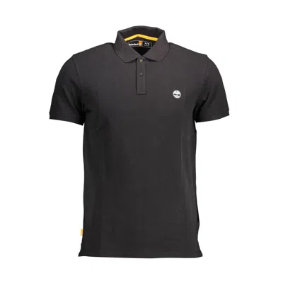 Timberland Sleek Cotton Polo With Classic Embroidery In Black