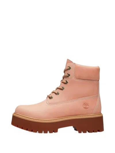 Timberland Stone Street Leather Ankle Boots In Pink