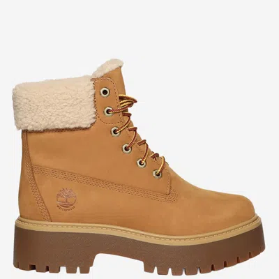Timberland Stone Street Leather Ankle Boots With Logo In Brown