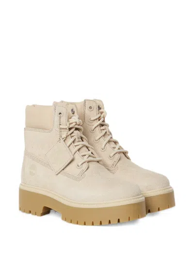 Timberland Stone Street Logo-debossed Lace-up Boots In Neutral