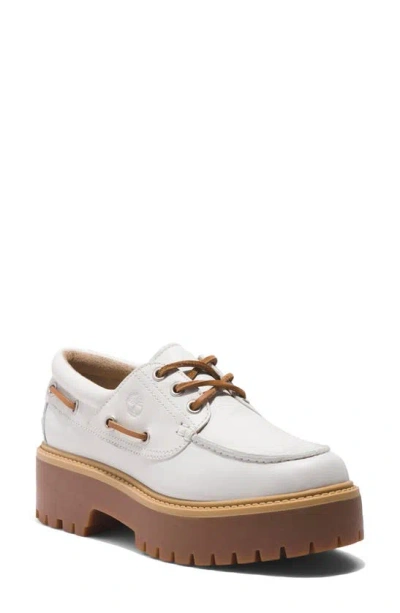 Timberland Stone Street Flats In White Full Grain