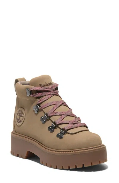 Timberland Stone Street Platform Boot In Beige Nubuck