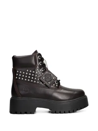 Timberland Stone Street Stud-embellished Platform Ankle Boots In Red
