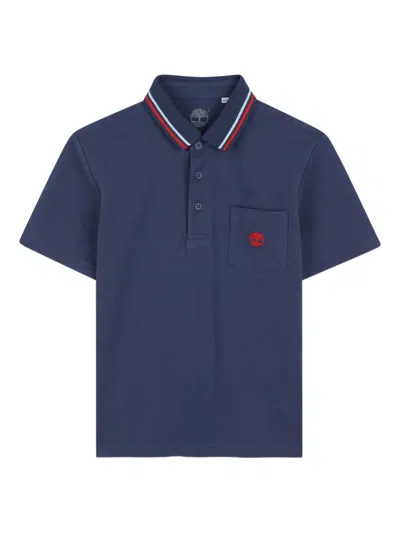 Timberland Kids' Striped Polo Shirt In Blue