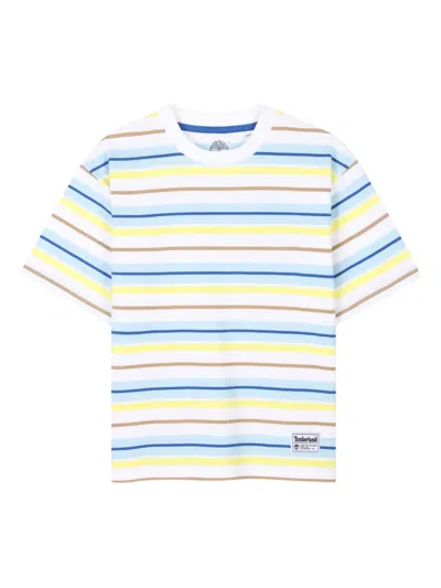 Timberland Kids' Striped Short-sleeves T-shirt In White