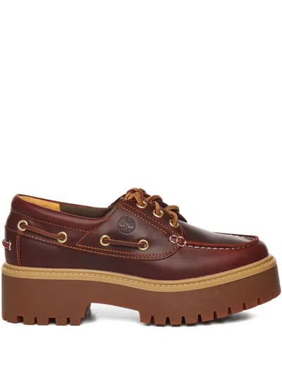 Timberland Strone Street Boat Rootbeer Lace-up Woman Burgundy In Brown