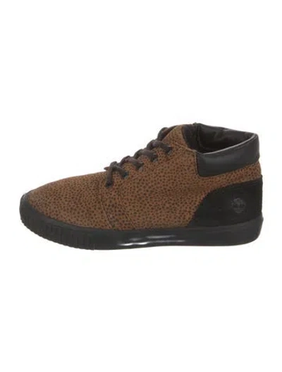 Pre-owned Timberland Suede Animal Print Sneakers In Brown