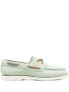 Timberland Boat Shoe With Lace Detail And Moc Stitching In Green