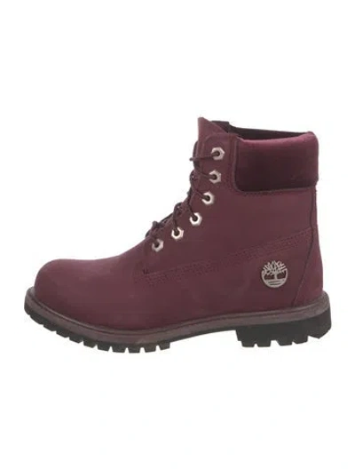 Pre-owned Timberland Suede Boots In Burgundy