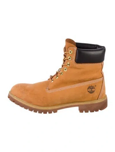 Pre-owned Timberland Suede Colorblock Pattern Combat Boots In Brown
