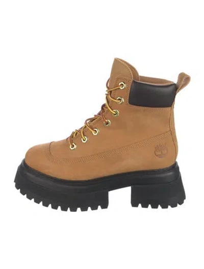 Pre-owned Timberland Suede Colorblock Pattern Combat Boots In Neutral