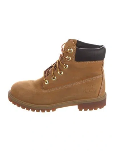 Pre-owned Timberland Suede Colorblock Pattern Combat Boots In Yellow