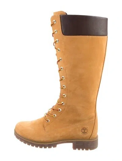 Pre-owned Timberland Suede Colorblock Pattern Lace-up Boots In Neutral