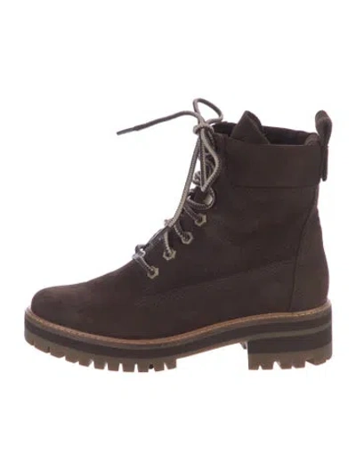 Pre-owned Timberland Suede Combat Boots In Brown