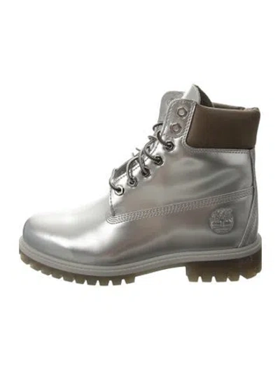 Pre-owned Timberland Suede Combat Boots In Gray