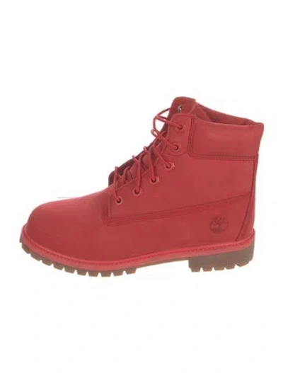 Pre-owned Timberland Suede Combat Boots In Red