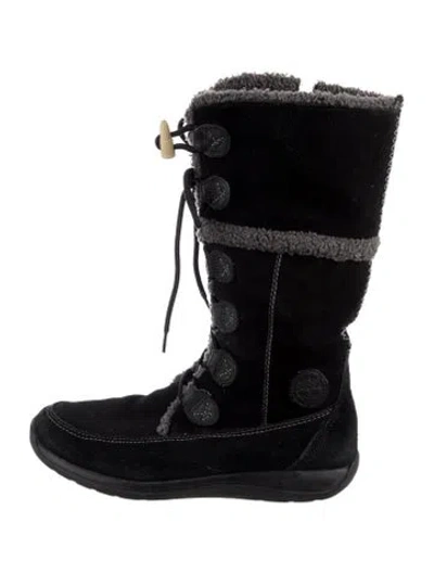Pre-owned Timberland Suede Lace-up Boots In Black